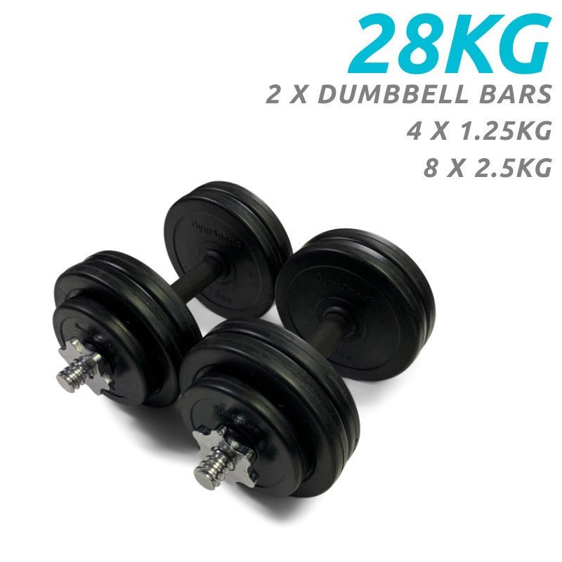 28kg Premium Rubber Dumbbell Set - Gymsportz