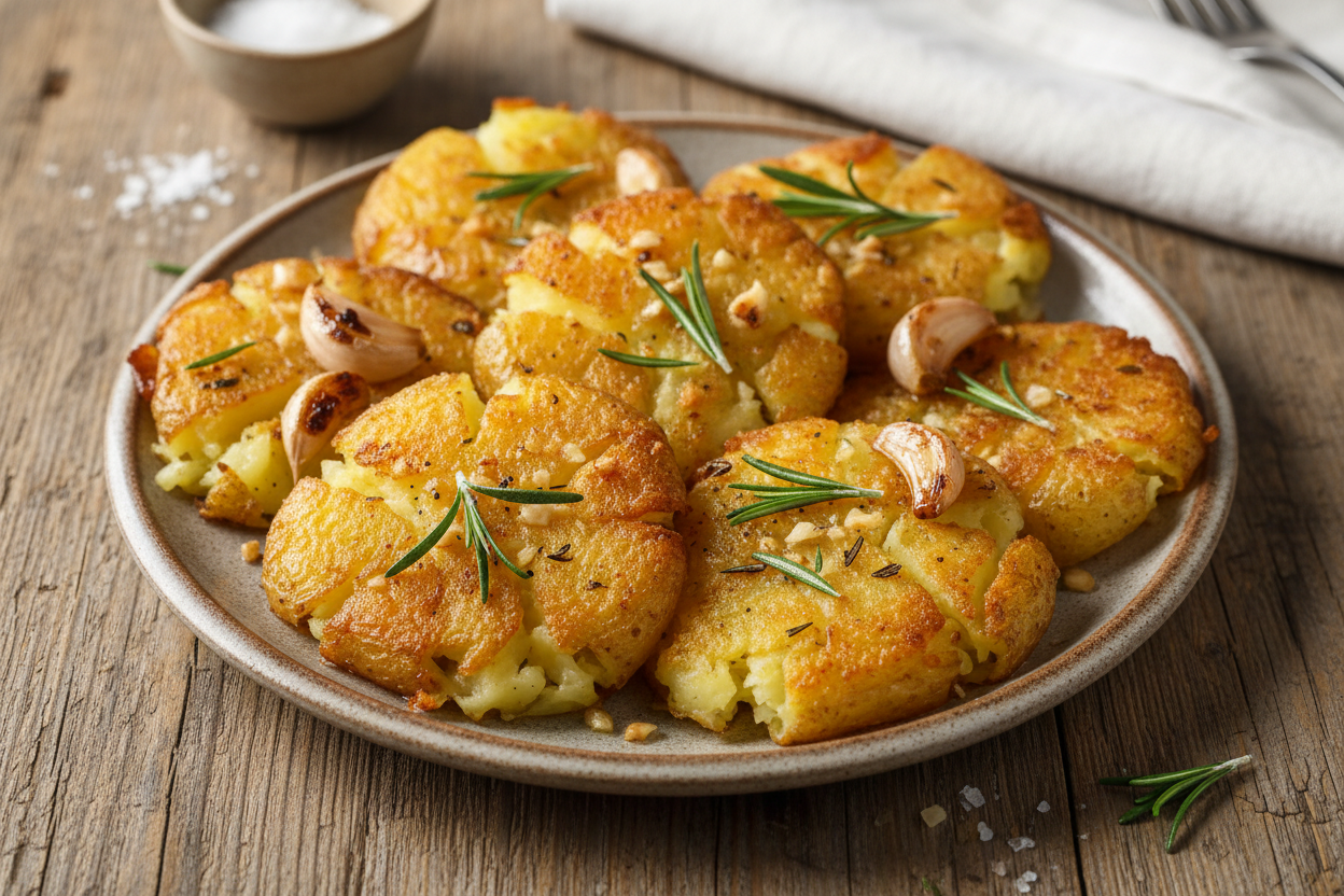 GARLIC ROSEMARY SMASHED POTATOES RECIPE