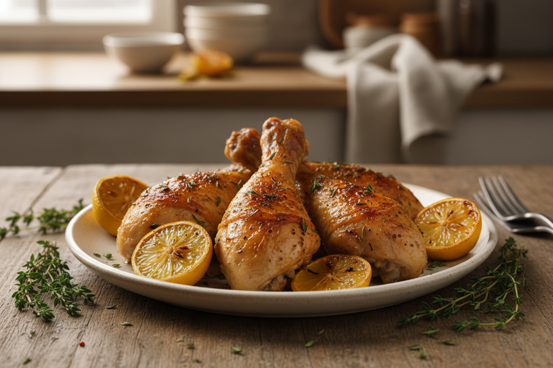 HOLIDAY SAVER: LEMON-THYME ROASTED CHICKEN LEGS RECIPE