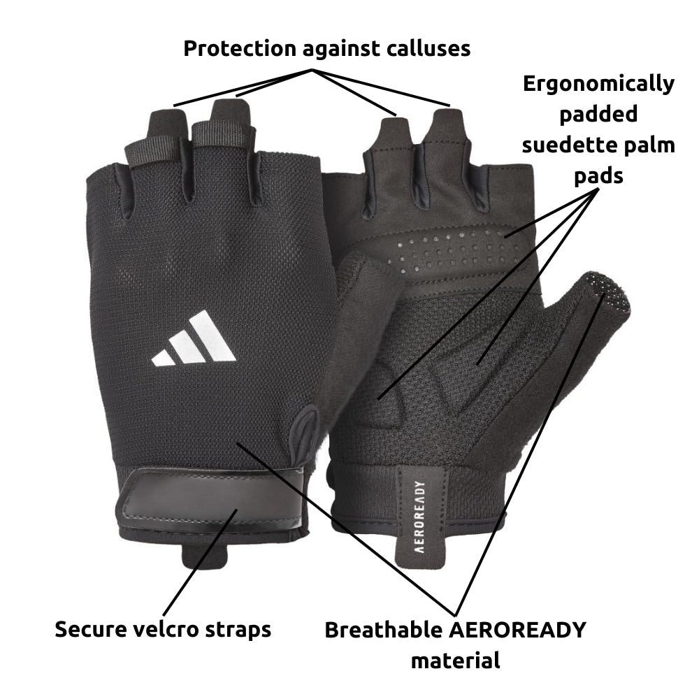 Adidas Essential Training Gloves (In Pairs) (ADGB - 15001/2/3/4WH) - Gymsportz