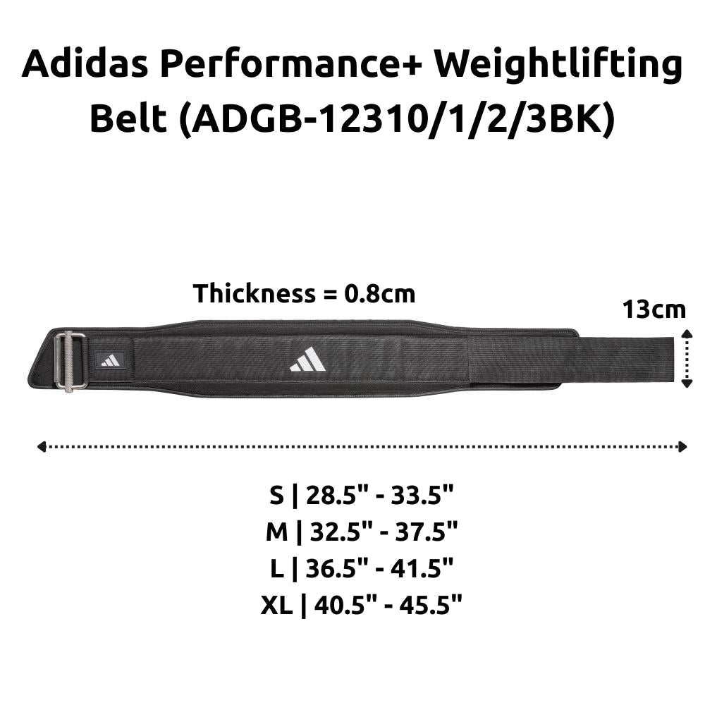 Adidas Performance+ Weightlifting Belt (ADGB-12310/1/2/3BK) - Gymsportz