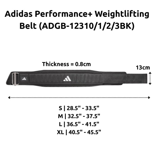 Adidas Performance+ Weightlifting Belt (ADGB-12310/1/2/3BK) - Gymsportz