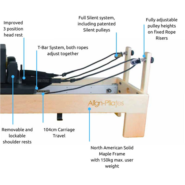 Align M8 - Pro Maple Wood Pilates Reformer with Sitting Box - Gymsportz