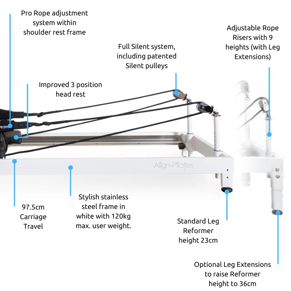 Align R8 - Pro Pilates Reformer – White - Gymsportz