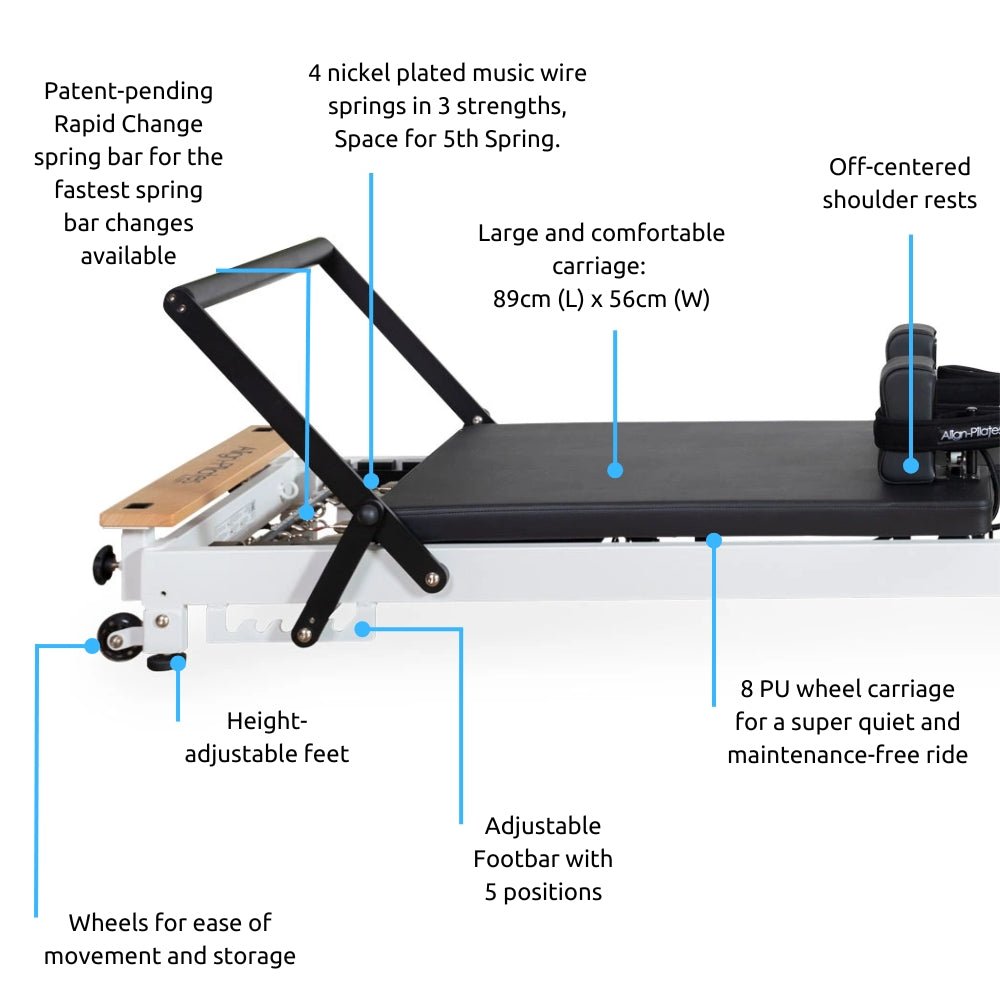 Align R8 - Pro Pilates Reformer – White - Gymsportz