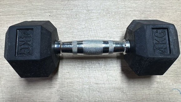 (Old Model) 4kg Rubber Hexagonal Dumbbell (Single) - Gymsportz