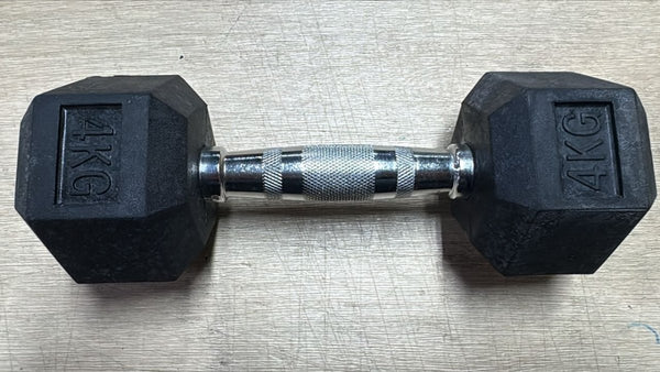 (Old Model) 4kg Rubber Hexagonal Dumbbell (Single) - Gymsportz