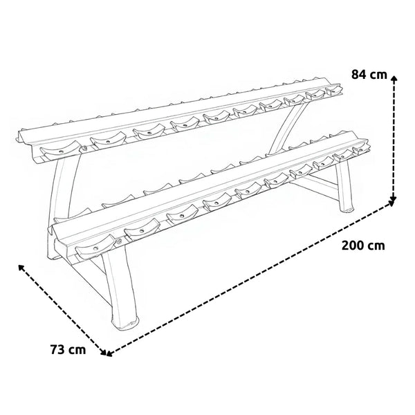 Pivot 495 - 10 DBR Dumbbell Rack with Rubber Saddle (10 Pairs) - Gymsportz
