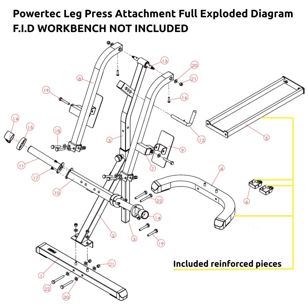 Powertec Leg Press Attachment (WB-LPA24) - Gymsportz