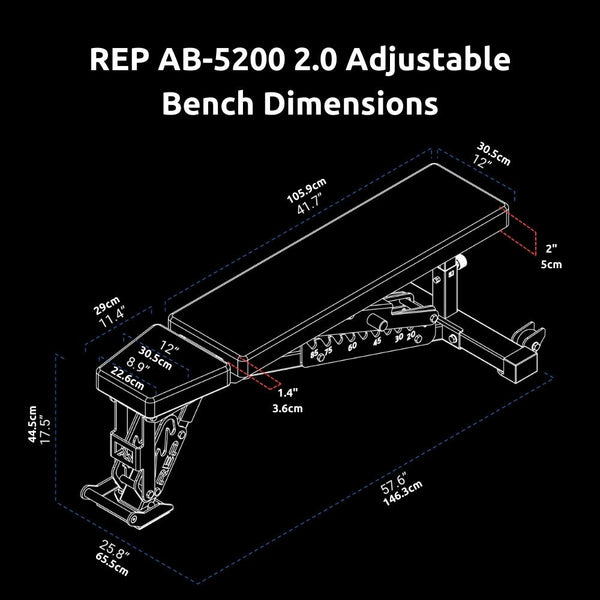 REP AB - 5200 2.0 Adjustable Bench - Gymsportz