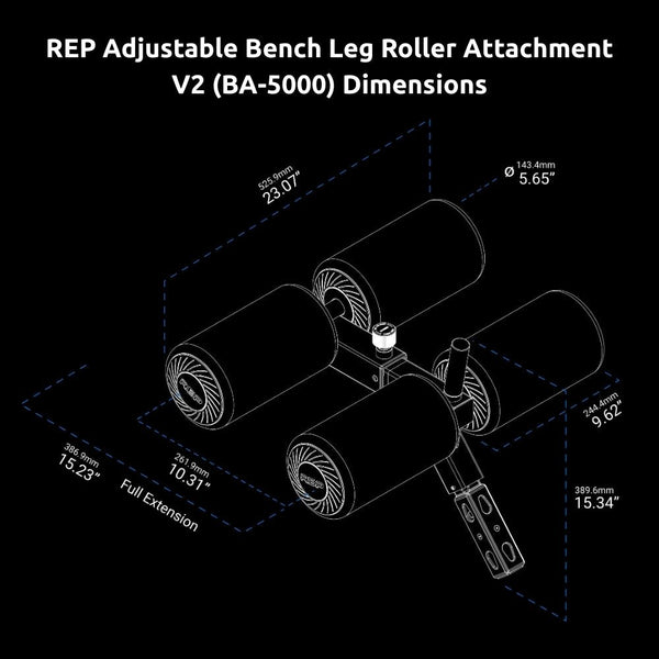 REP Adjustable Bench Leg Roller Attachment V2 (BA - 5000) - Gymsportz