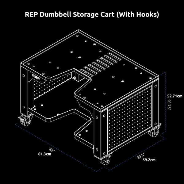 REP Dumbbell Storage Cart (With Hooks) - Gymsportz