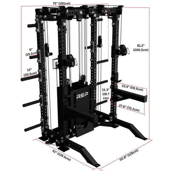 REP PR - 5000 Half Rack with Ares 1.0 - Gymsportz