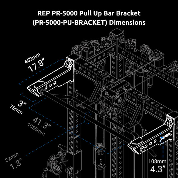 REP PR - 5000 Pull Up Bar Bracket (PR - 5000 - PU - BRACKET) - Gymsportz