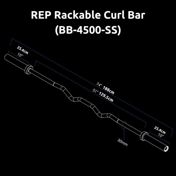 REP Rackable Curl Bar (BB - 4500 - SS) - Gymsportz
