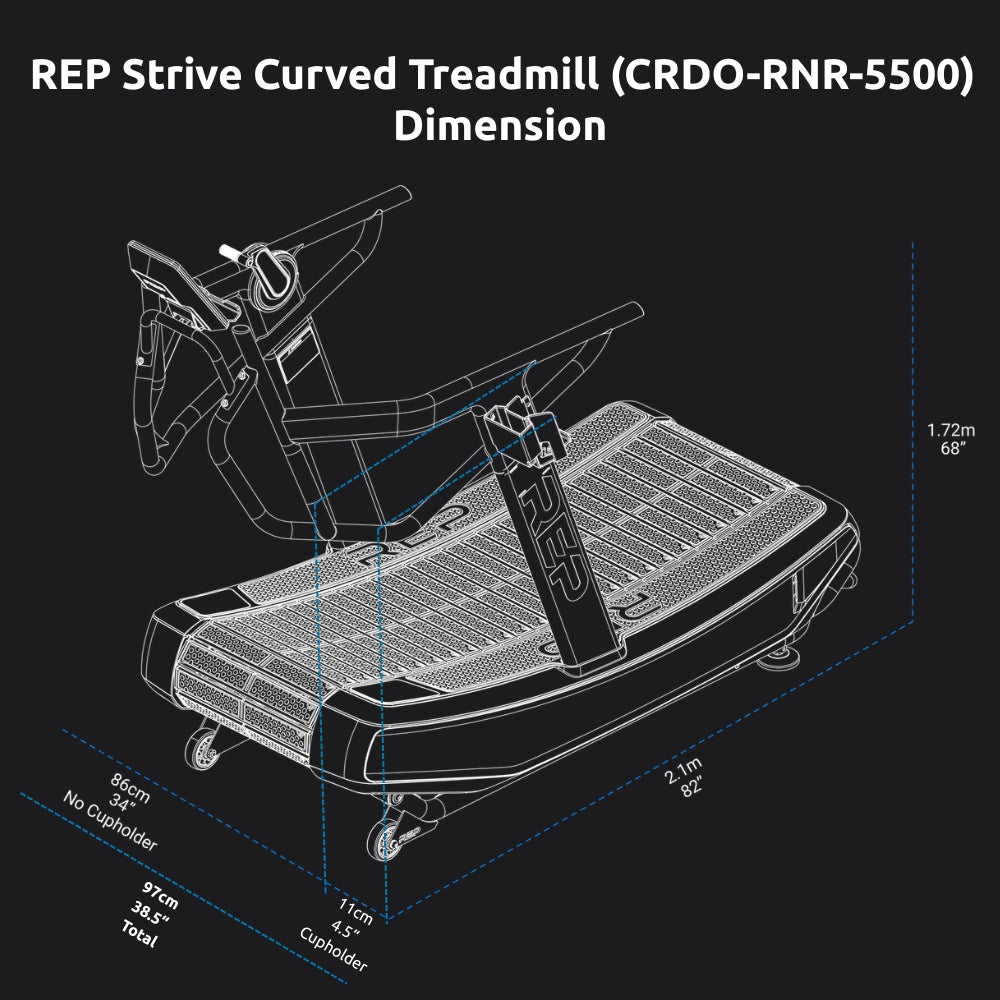 REP Strive Curved Treadmill (CRDO-RNR-5500) - Gymsportz