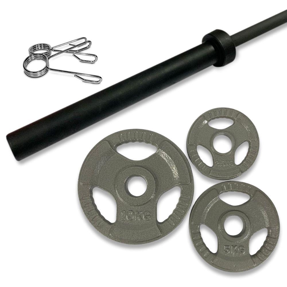 127.5kg Cast Iron Olympic Barbell Kit - Gymsportz