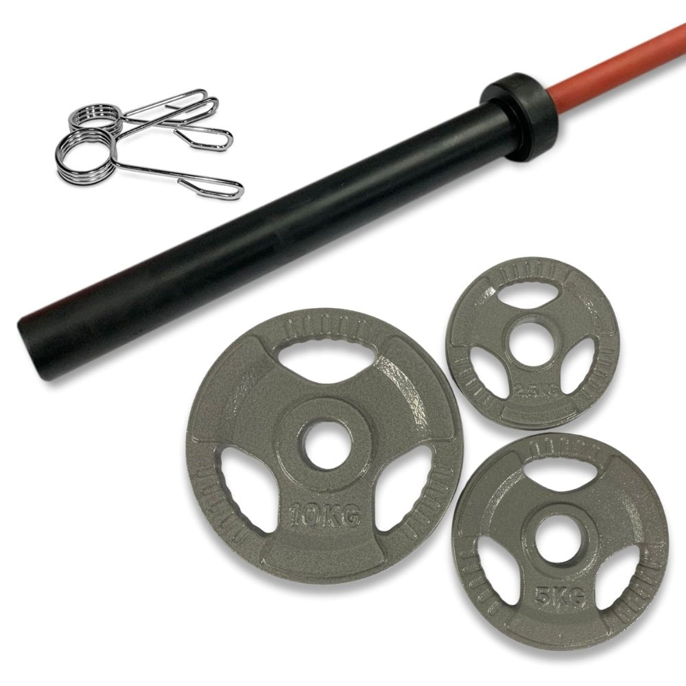 127.5kg Cast Iron Olympic Barbell Kit - Gymsportz