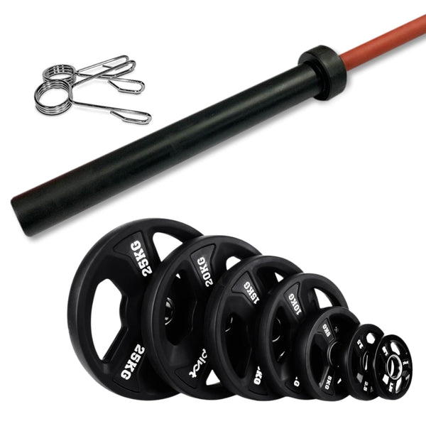 127.5kg Rubber Olympic Barbell Kit - Gymsportz