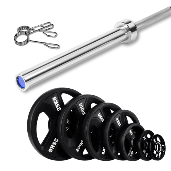 127.5kg Rubber Olympic Barbell Kit - Gymsportz