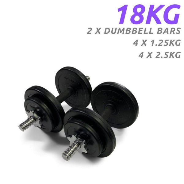 18kg Premium Rubber Dumbbell Set - Gymsportz