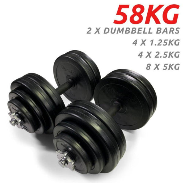 58kg Premium Rubber Dumbbell Set - Gymsportz