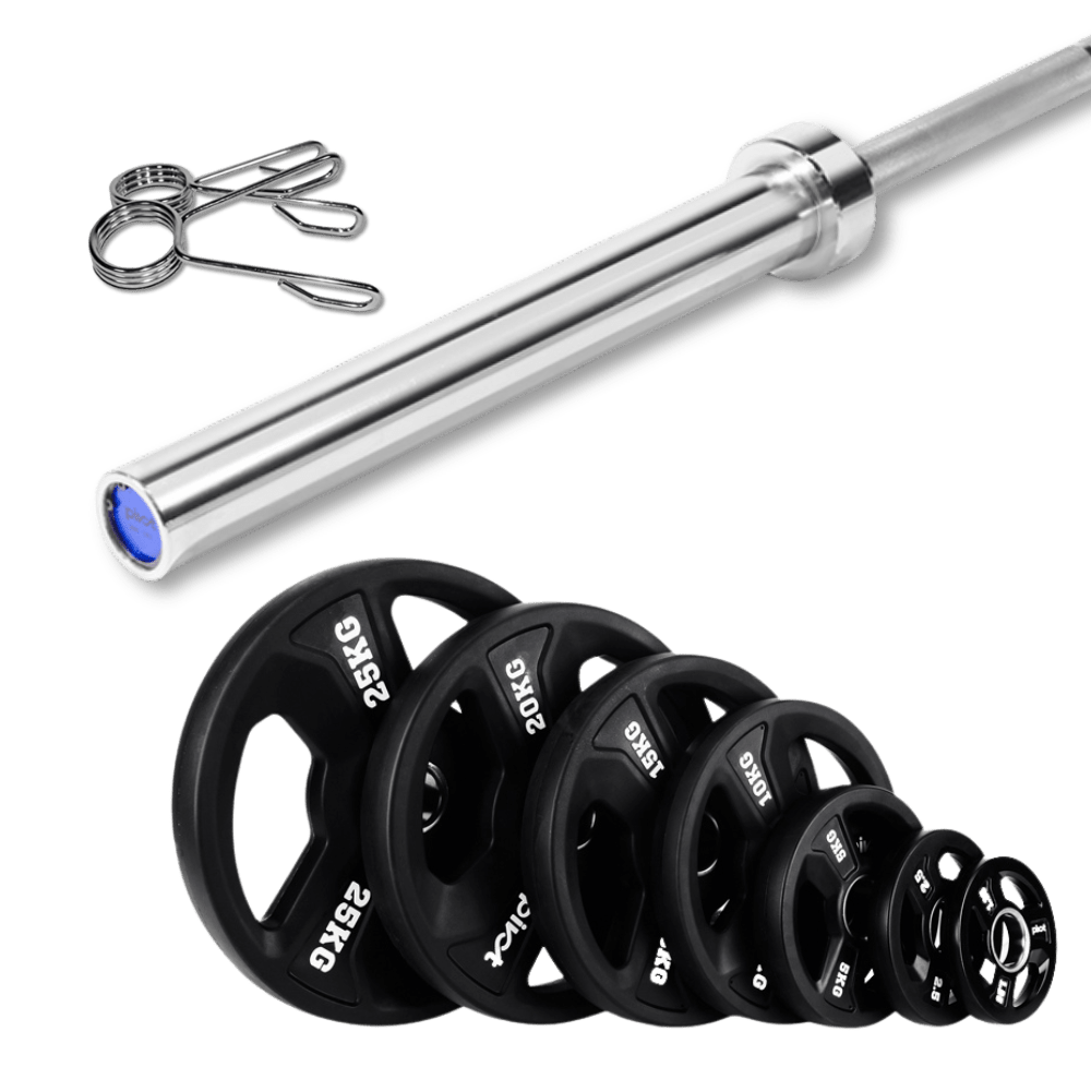 87.5kg Rubber Olympic Barbell Kit - Gymsportz