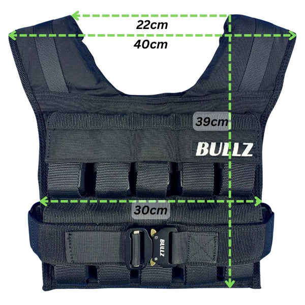 Bullz 20kg Pro Weighted Vest - Gymsportz